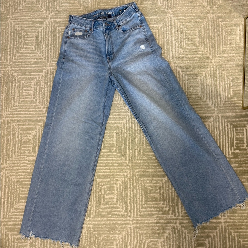 American Eagle Outfitters Light Wash Wide Leg Jeans